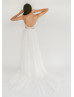 Spaghetti Straps Ivory Lace Chiffon Sweet Wedding Dress